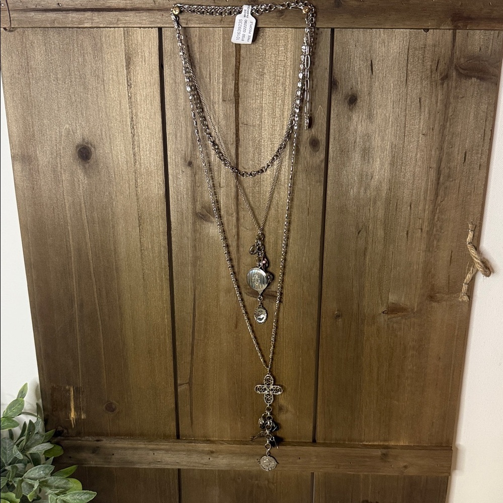 Free People Silver Layered Charm Chain Necklace